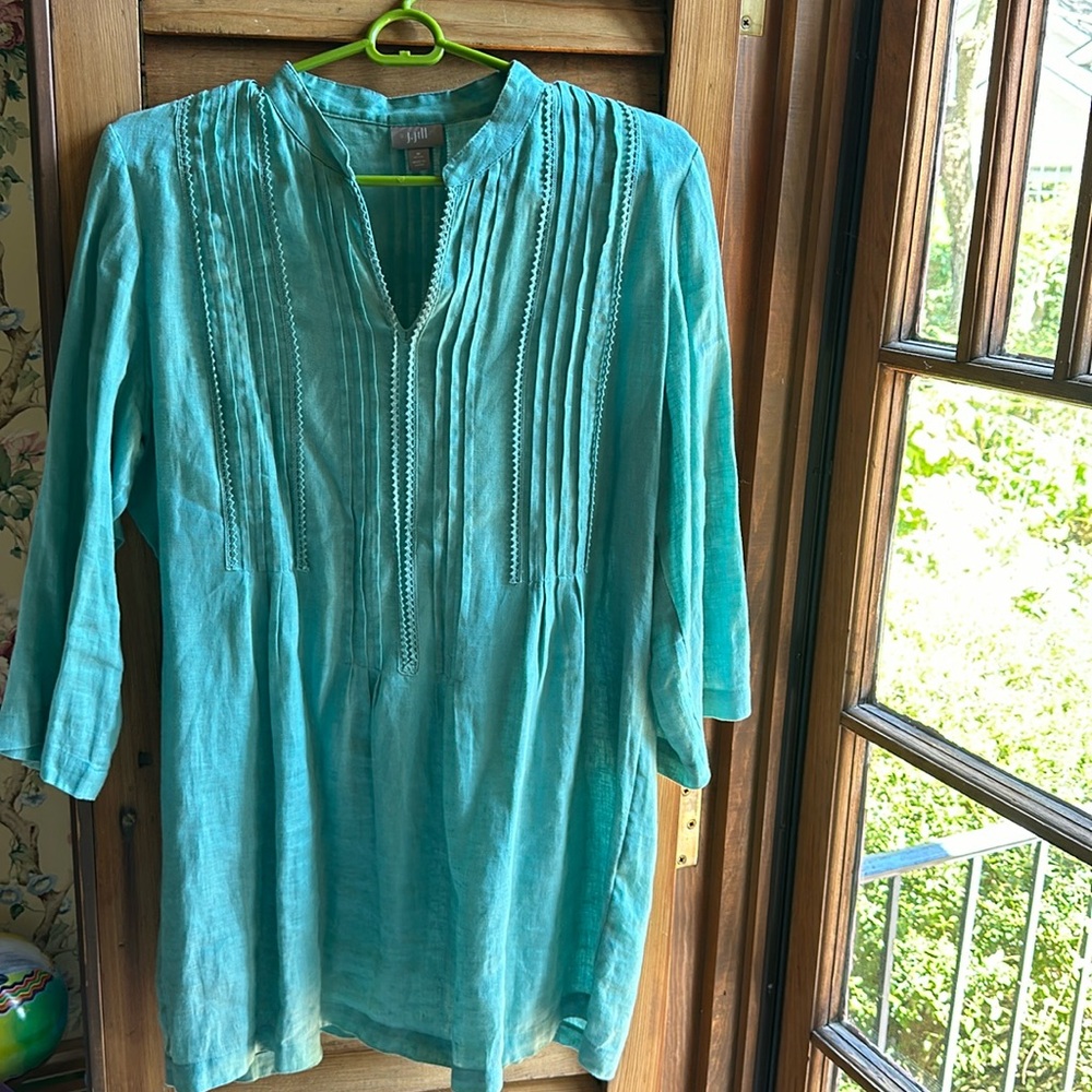 J Jill linen blouse size medium turquoises